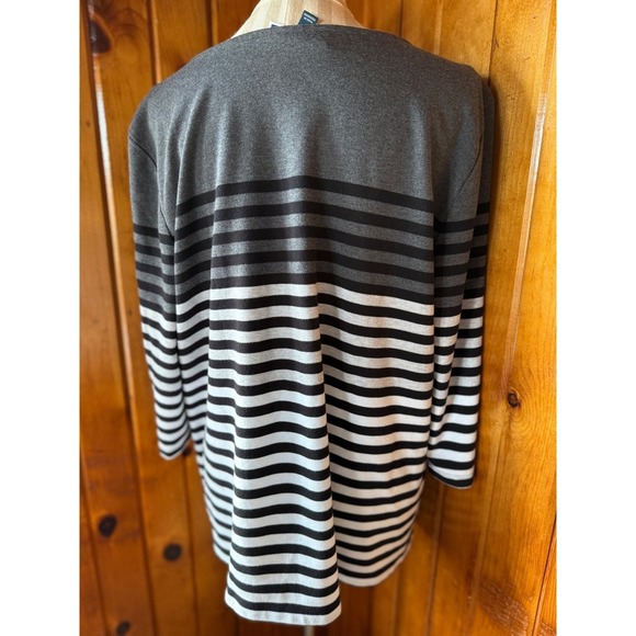 Karen Scott Sport Tunic Top Striped 3/4 Sleeve Shoulder Detail‎ 3X - Picture 3 of 5